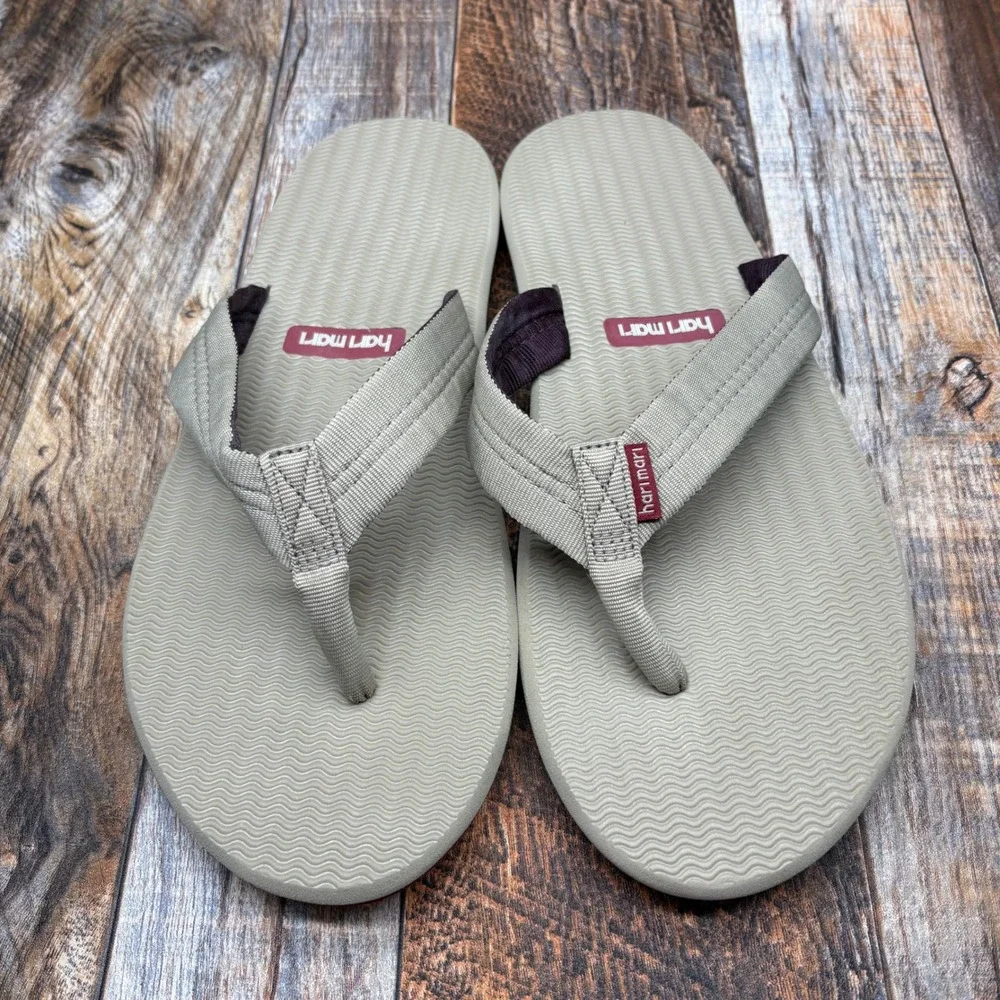 Hari Mari Eleven Mens 11 Flip Flop Sandals Tan Khaki Fabric Strap Comfort Shoes